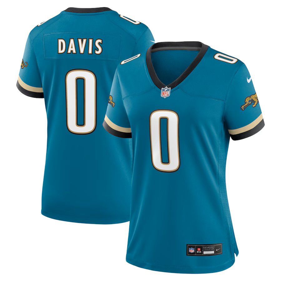 Women Jacksonville Jaguars 0 Gabe Davis Green Nike Throwback Game NFL Jersey